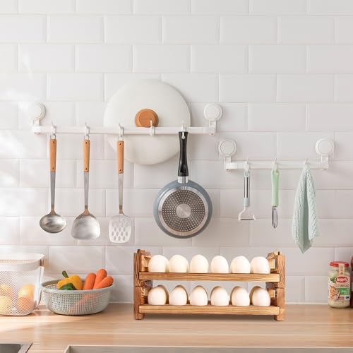 CVHOMEDECO. Wooden Egg Holder, 24 Eggs, Set of 2