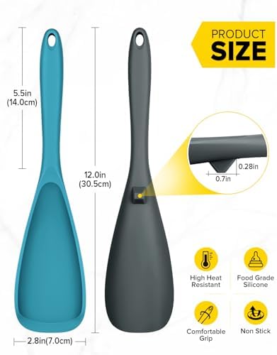 BUNDLEPRO Silicone Cooking Spoons for Nonstick Cookware, One-Piece