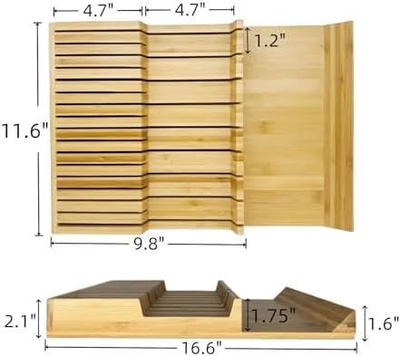 Knife Drawer Organizer, Bamboo Knife Block