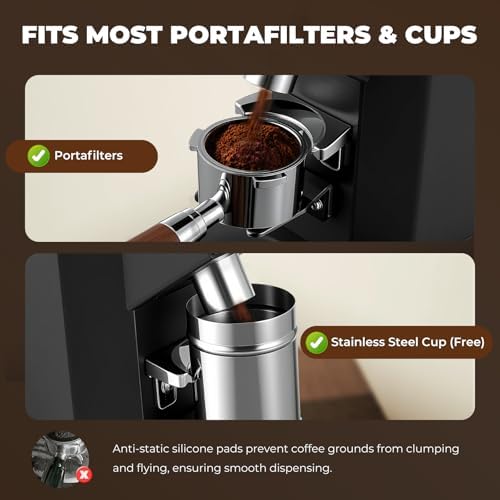 Touch Screen Electric Coffee Grinder, 60mm Flat Burr, Black