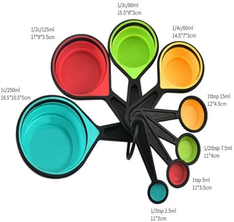 VUFVOID 8pcs Collapsible Silicone Measuring Cups and Spoons Set