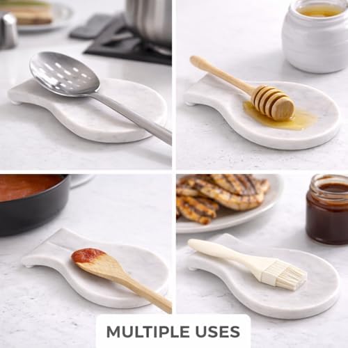 Handmade Marble Spoon Rest, Big White