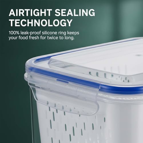 Fruit Storage Containers for Fridge with Removable Colander, Airtight