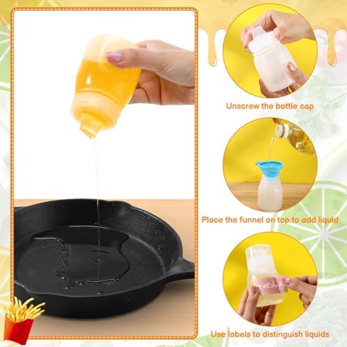 6 Pack Condiment Squeeze Bottles, Portable Sauce Bottles