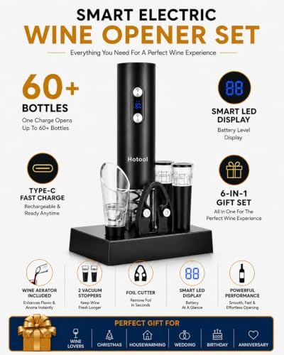 Hotool Rechargeable Electric Wine Opener Gift Set with LED Display