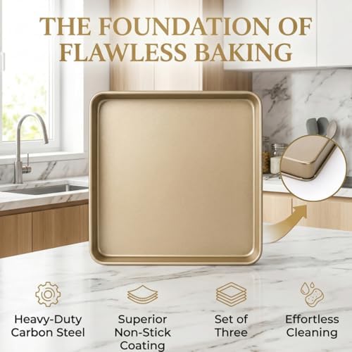 Dicunoy 3 PCS Baking Sheet Pans, Heavy Duty Cookie Sheets for Oven 11