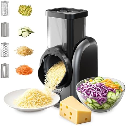 Electric Cheese Grater, 4 Interchangeable Drum Blades