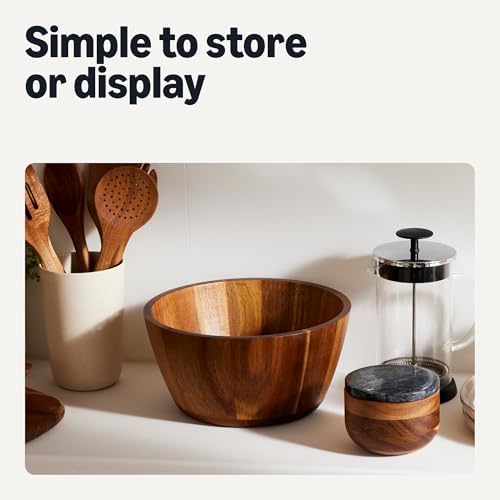 Amazon Basics Wooden Salad Bowl, Acacia Wood, 10 in., Family Size