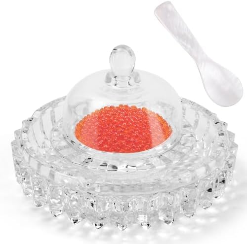 Extra Thick High Quality Glass Caviar Serving Set Divided Serving Bowl