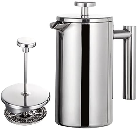 French Press Coffee Maker, Double-Walled Stainless Steel
