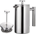 French Press Coffee Maker, Double-Walled Stainless Steel
