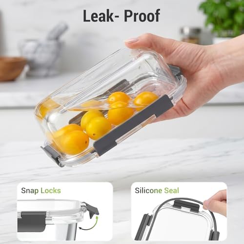 Dealusy 10 Sets Glass Food Storage Containers, Gray