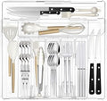 Expandable Silverware Organizers for Kitchen Drawer, Clear Utensil