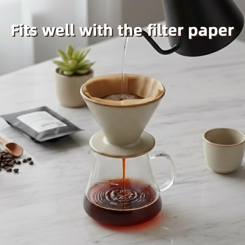 Vintage Ceramic Pour Over Coffee Maker Set, 15.8oz, 20 Filters