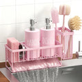 MASADI Pink &Silver Kitchen Dish Soap Dispenser Set with Sponge
