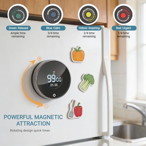 Magnetic Kitchen Timer, USB Rechargeable