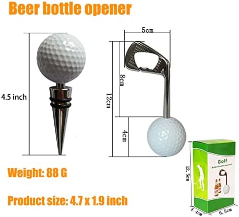 Golf Ball Wine Stoppers - Opener & Bottle Stopper Set of 2, Decorative