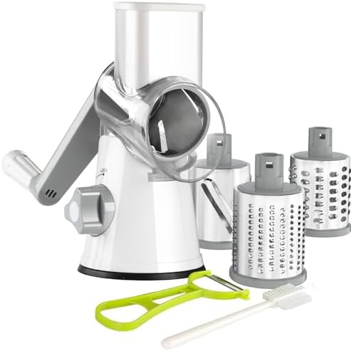 Ourokhome Rotary Cheese Grater, 3 Blades, White