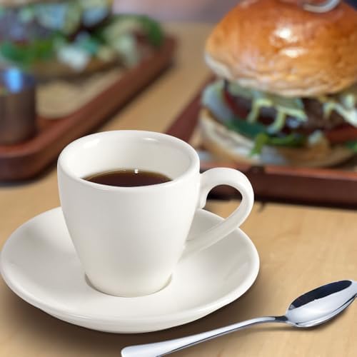 homEdge Porcelain Espresso Shot Cup Set with Saucers and Stainless