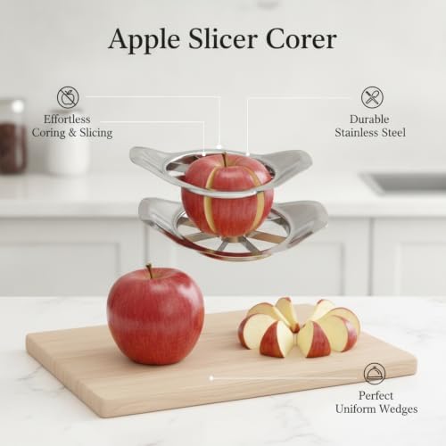 1 Pack Apple Slicer Corer, Stainless Steel Fruit Divider for Uniform