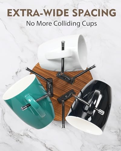 HULISEN 360° Rotating Mug Tree, Coffee Mug Holder for Large Cups, 6