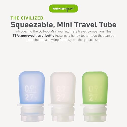 humangear GoToob 3-Pack, Mini (0.9 fl oz), Clear/Green/Blue