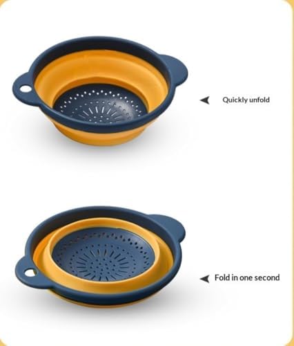 Collapsible Colander, Foldable Silicone Food Strainer with Handle