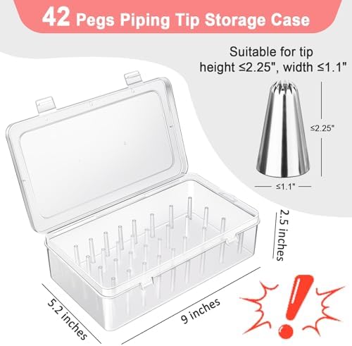 Piping Tips Storage Box with Fixed Pins, 42 Pegs