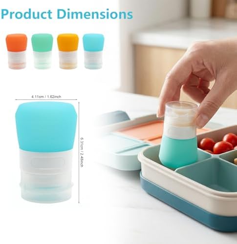 Mini Squeeze Bottles for Sauces, 4 Pack 1 oz Travel Bottles, Silicone