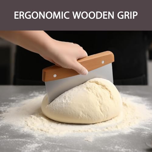 Heran Stainless Steel Bench Scraper with Comfortable Wood Handle