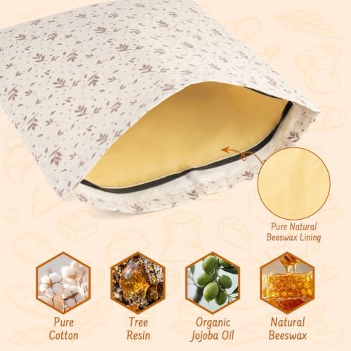 2-Pack Reusable Beeswax Bread Bags, 16.5 x 13 inch