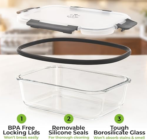 Zulay Kitchen 5-Piece 36oz Glass Storage Containers with Lids