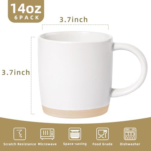 Coffee Mugs Set of 6, 14 oz Coffee Cups Ceramic, Ceramic Cup Set with
