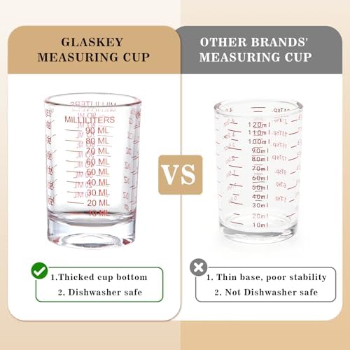 GLASKEY 2 Pack Shot Glass Measuring Cup Set,3 oz/90ml Liquid Heavy