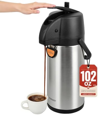 TOMAKEIT Airpot Coffee Dispenser Thermal with Pump,3L/102 Oz Insulated
