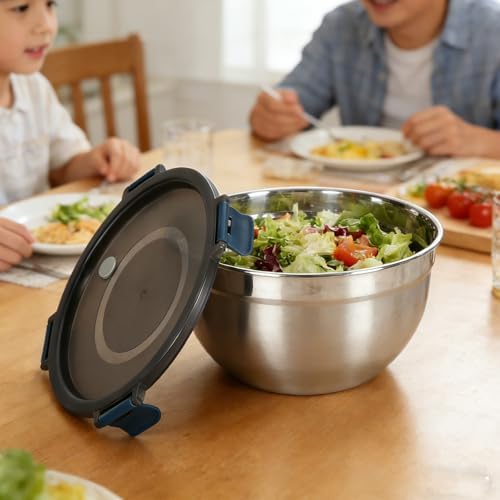 Stainless Steel Salad Chopper Bowl with Lid, 135 oz Large Salad Bowl