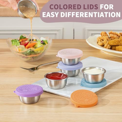 8 Pack - 1.6 Oz Small Salad Dressing Containers To Go, Sauce Cups with