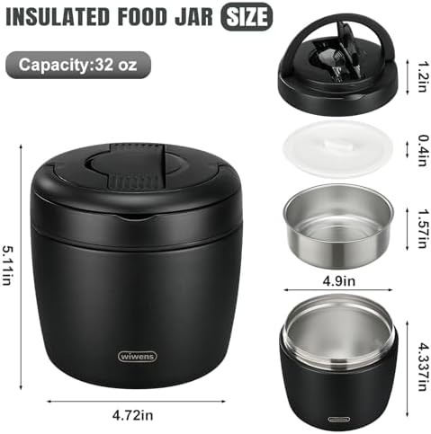 wiwens Thermo Food Jar for Hot Food 32OZ Soup Thermo Lunch Containers