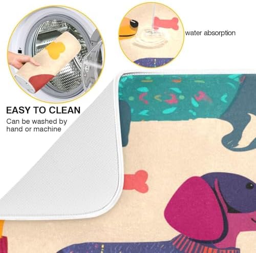 OTVEE Sweater Dog Pattern Dish Drying Mat for Kitchen Counter
