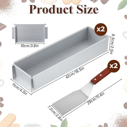 2 Pack Tiramisu Mold, Nonstick Rectangle Tiramisu Cake Pan, Removable
