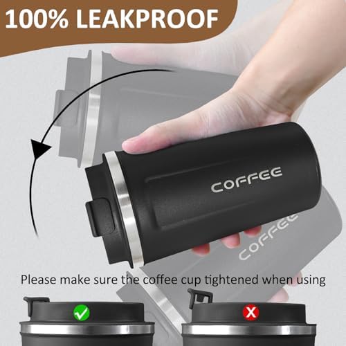 4 Pack Travel Coffee Mug 17oz Insulated Coffee Cup with Lid, Reusable