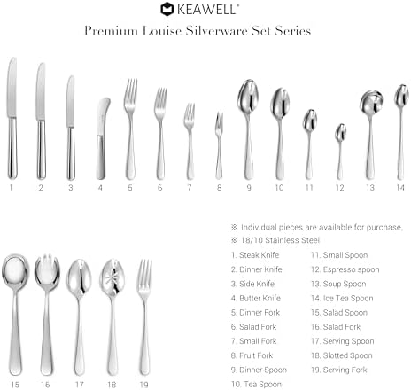 KEAWELL Premium Louise 20/45/65-Piece Silverware Set (65)