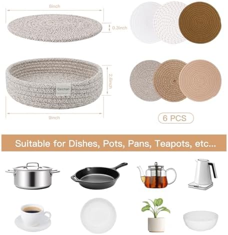 8inch Trivets for Hot Dishes, Hot pots and Pans, Extra Large Thick