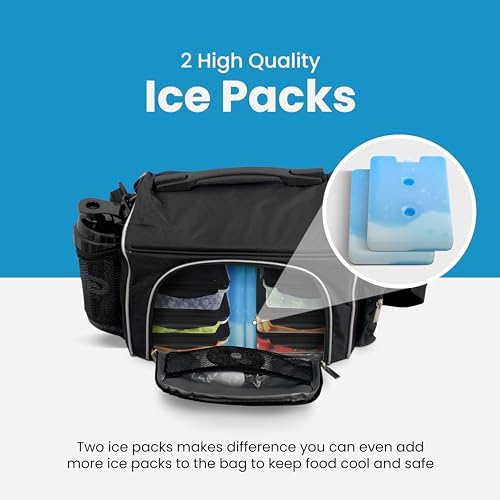 TO GO Meal Prep Bag Insulated Lunch Meals Bag W/6 Portion Control