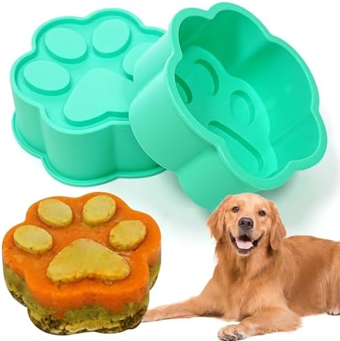 6Inch Dog Birthday Cake Mold, 1Pack Paw Shaped Silicone Pan Extra