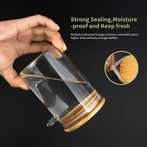 Airtight Food Storage Containers, Glass Canister With Wooden Spoon and