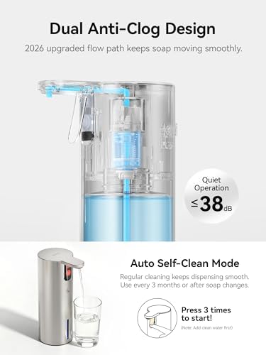 SUNLY Electric Liquid Soap Dispenser, 11.8oz Press-to-Dispense Soap