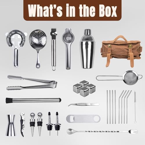 31Pcs Travel Bartender Kit–Bartending Kit with Bar Tools Bartender