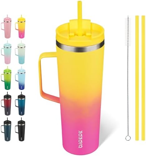 BJPKPK 30oz Insulated Tumbler with Handle, Lid & Straw, Stainless
