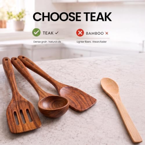 12-Piece Teak Wooden Cooking Utensil Set